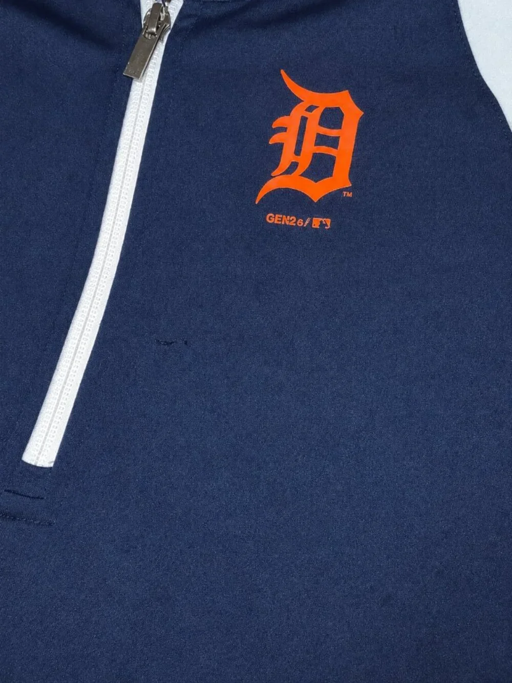 Detroit Tigers MLB Boys Quarter Zip Pullover Navy Gray Size M 10/12
